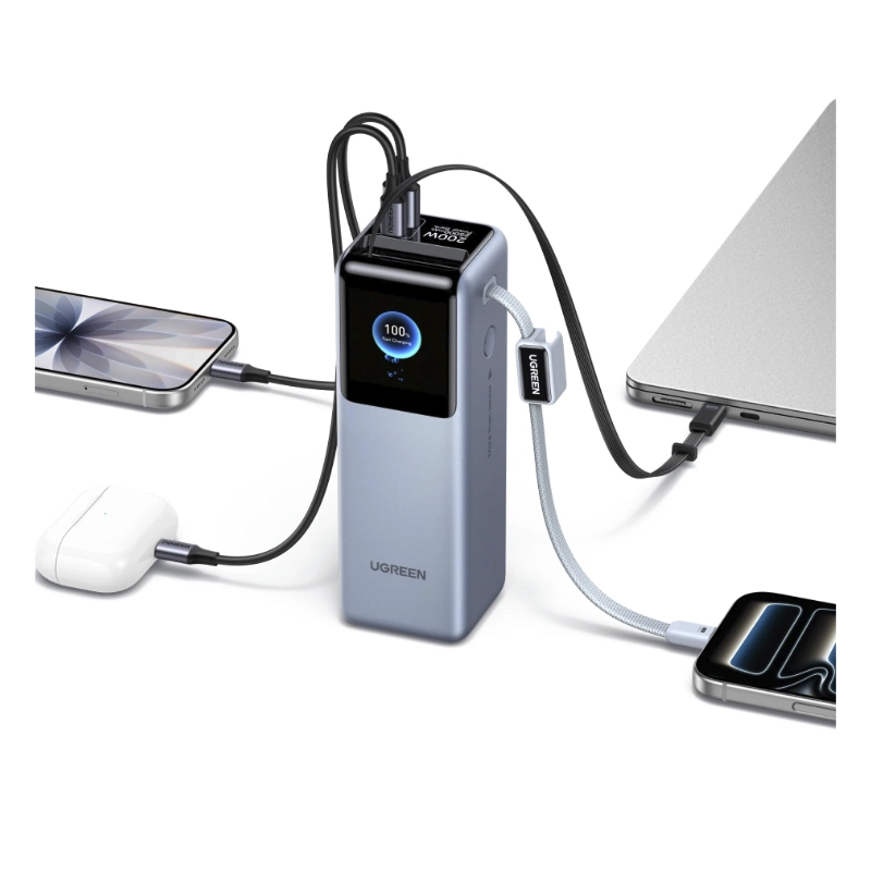 UGREEN POWERBANK NEXODE PRO 25000MAH 200W CON 2 CABLE USB-C PB728 - PLATEADO - 2