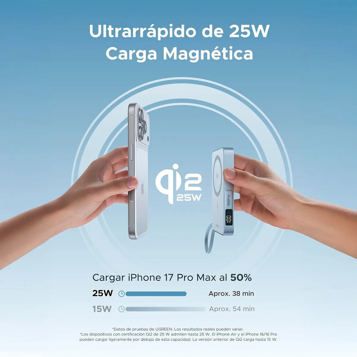 POWER BANK UGREEN PB773 MAGFLOW 20W+USB-C POWER 30W - PLATEADO - 3