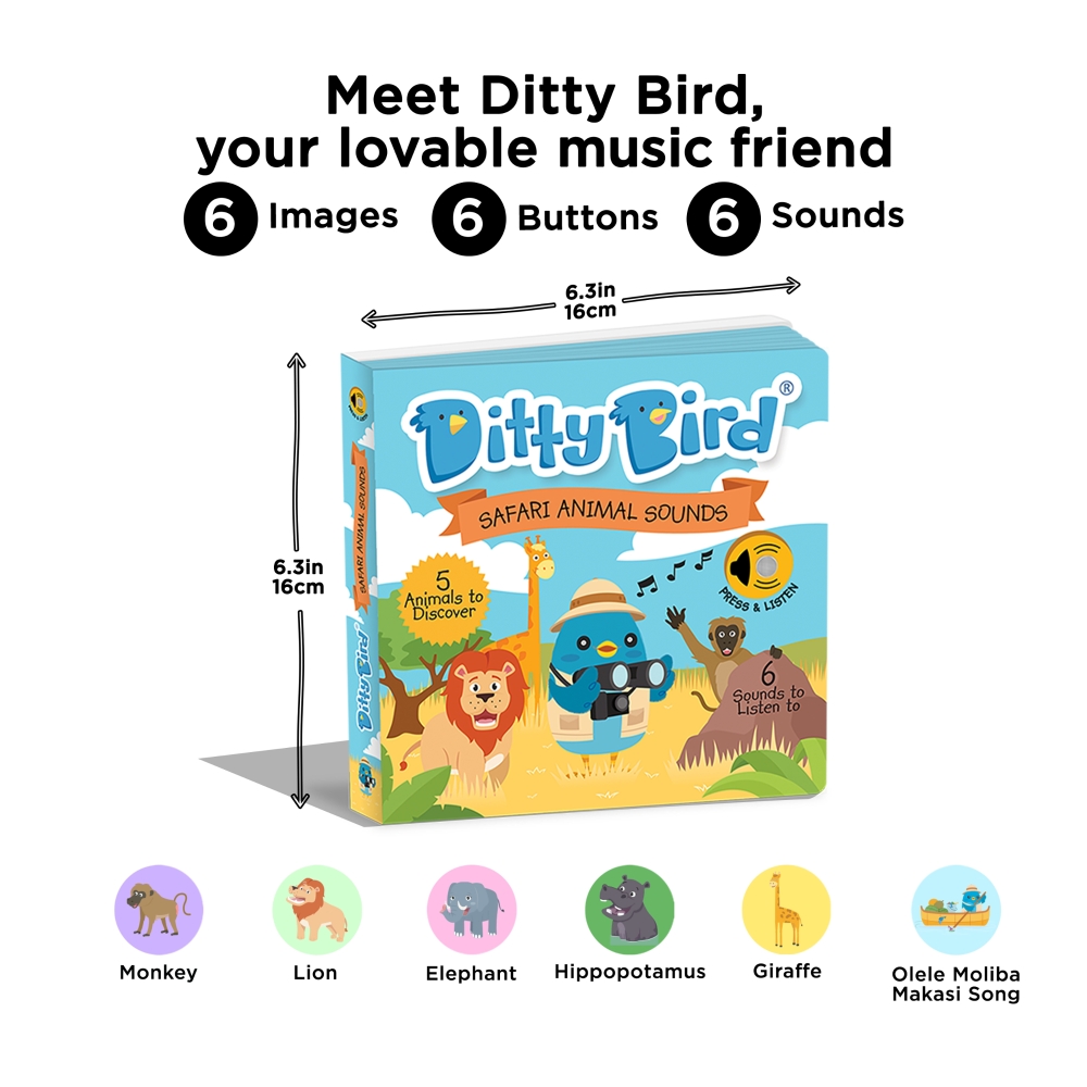 LIBRO INFANTIL SONIDOS DE ANIMALES DE SAFARI (INGLÉS) MUSICAL DITTY BIRD - 5