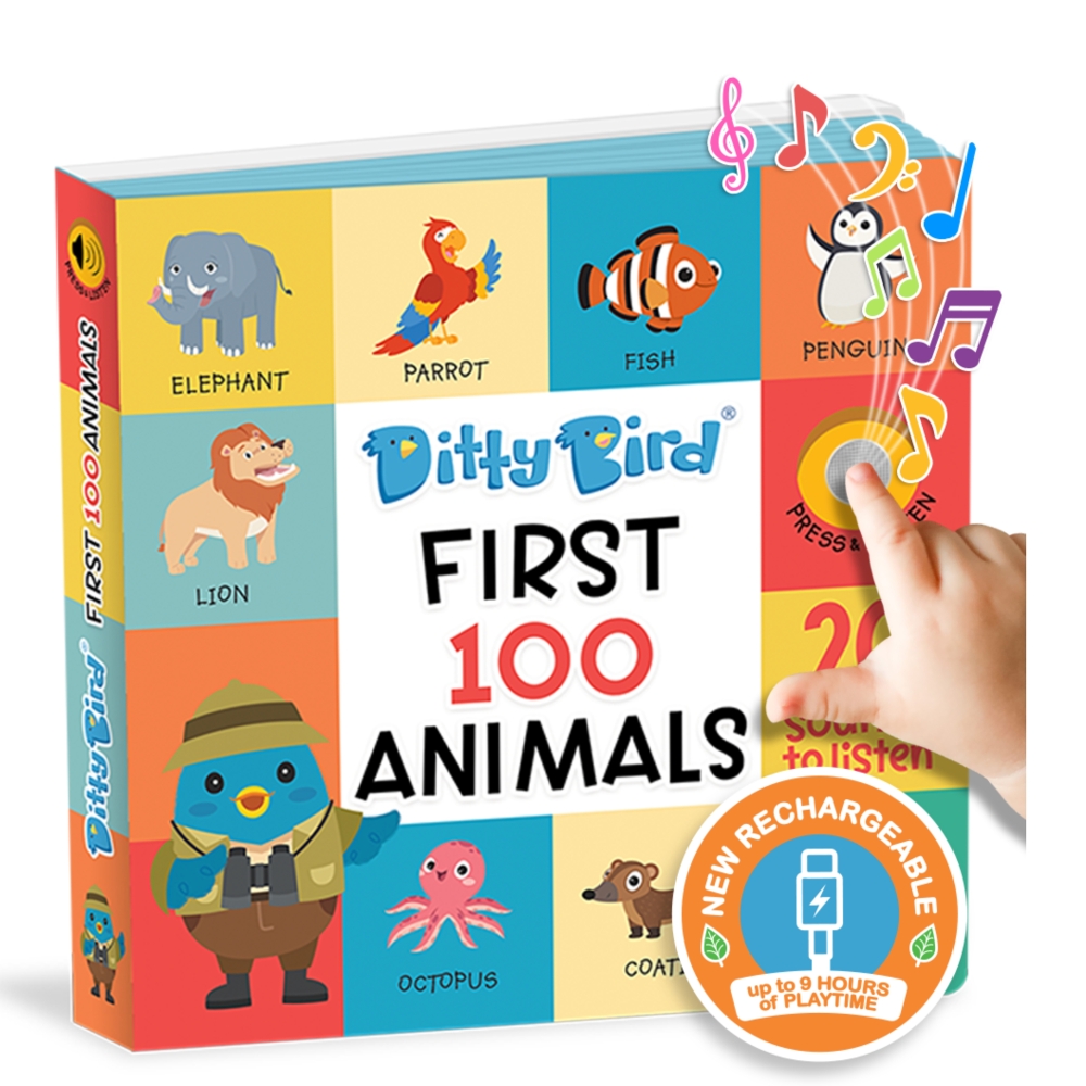 LIBRO INFANTIL MIS PRIMERAS 100 ANIMALES (INGLÉS) MUSICAL DITTY BIRD - 1