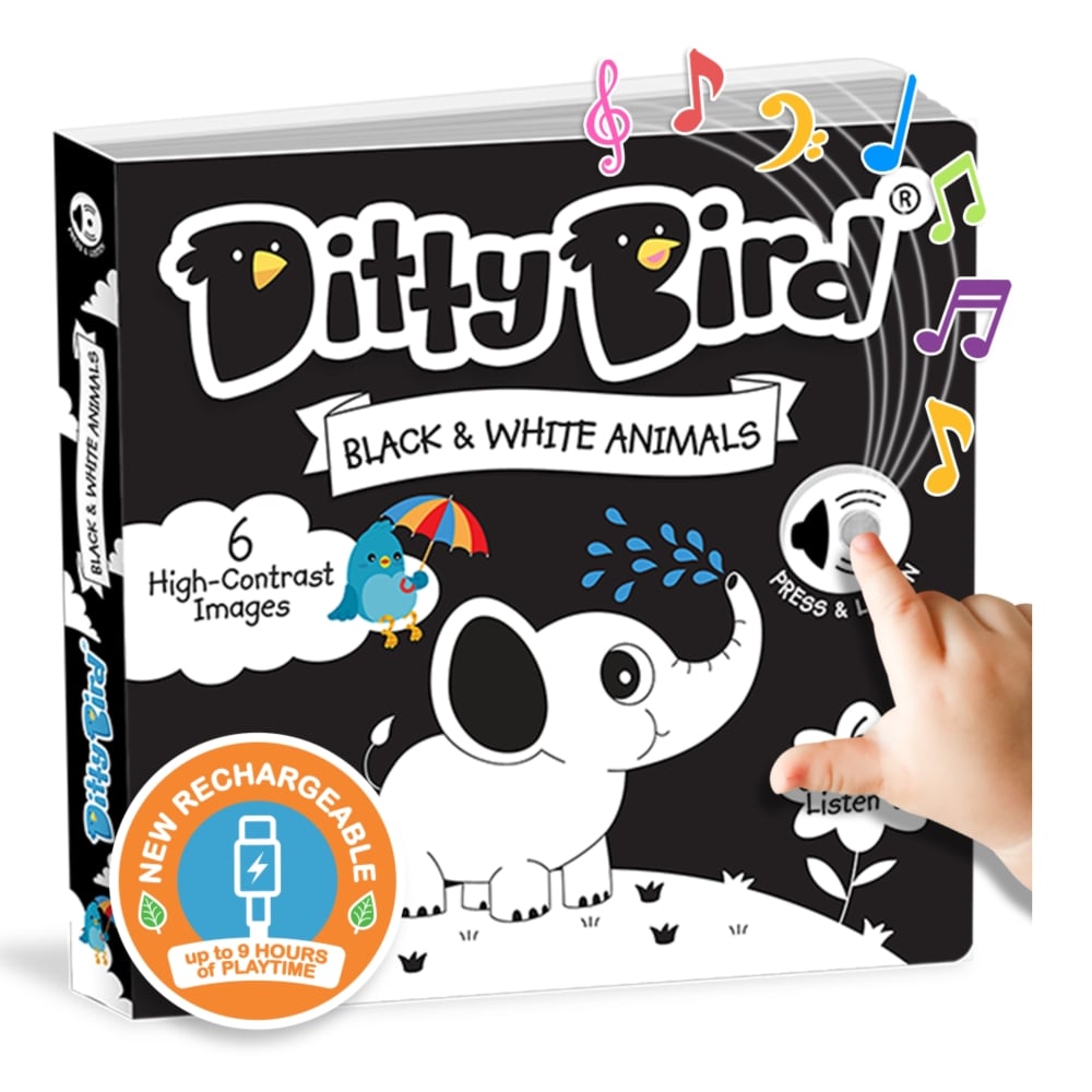 LIBRO INFANTIL ANIMALES EN BLANCO Y NEGRO (INGLÉS) MUSICAL DITTY BIRD - 1