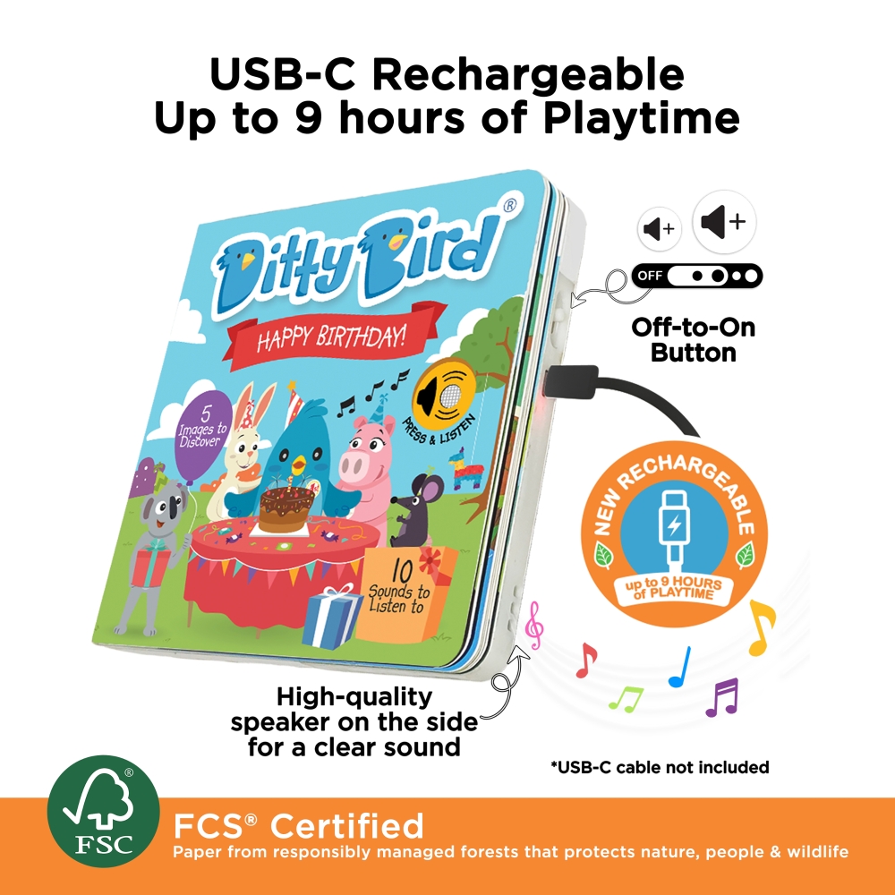 LIBRO INFANTIL CANCIONES DE CUMPLEAÑOS (INGLÉS) MUSICAL DITTY BIRD - 3