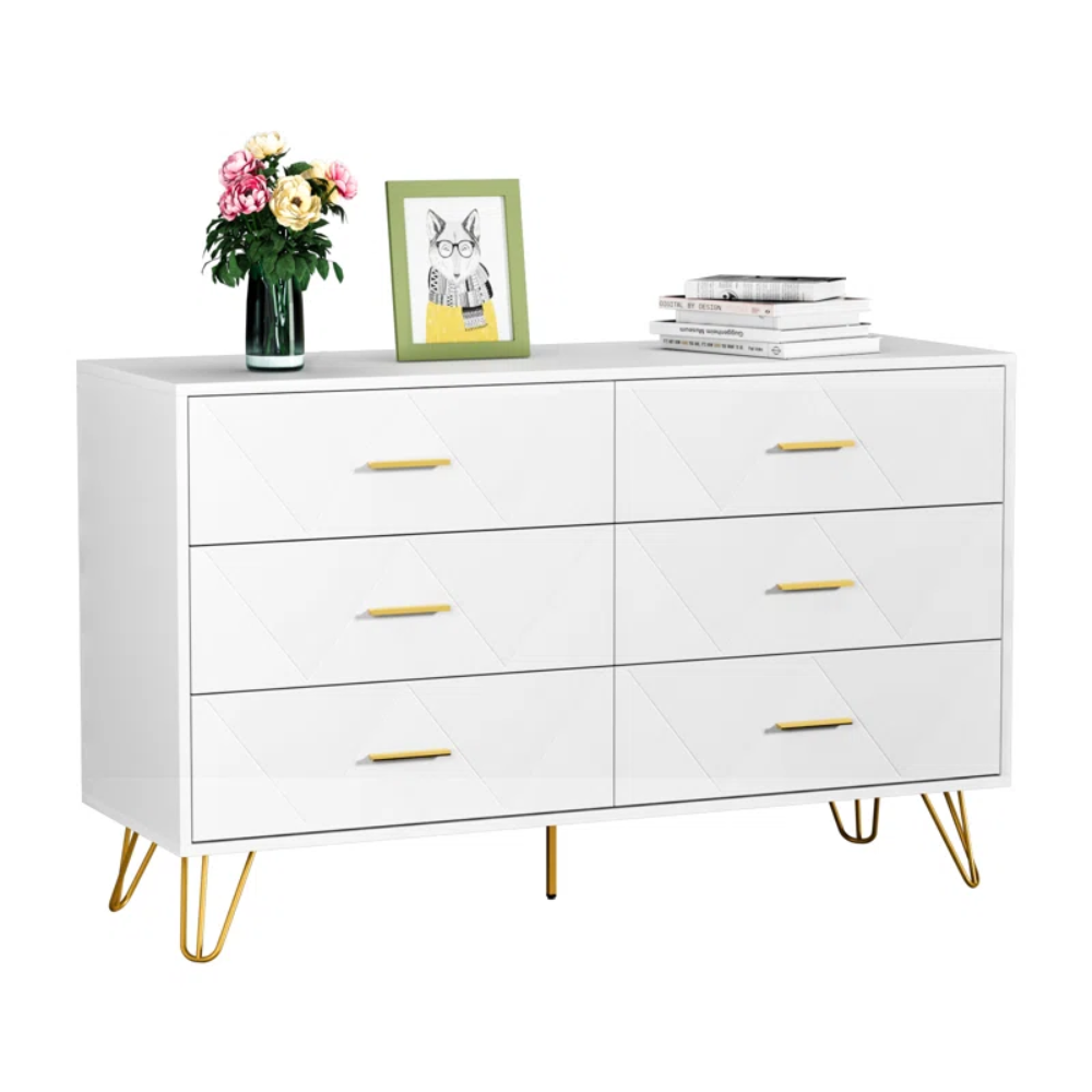 COMODA MUEBLES GAUDI NEFERET 6 CAJONES BLANCO - 1