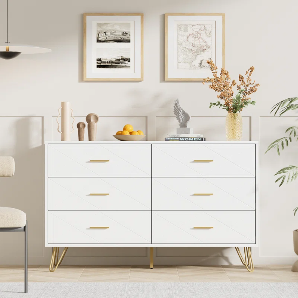 COMODA MUEBLES GAUDI NEFERET 6 CAJONES BLANCO - 2