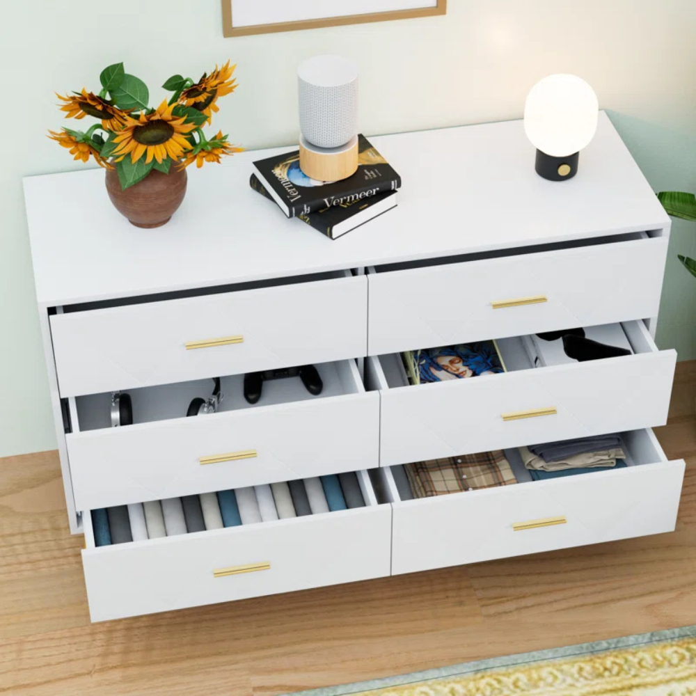 COMODA MUEBLES GAUDI NEFERET 6 CAJONES BLANCO - 3