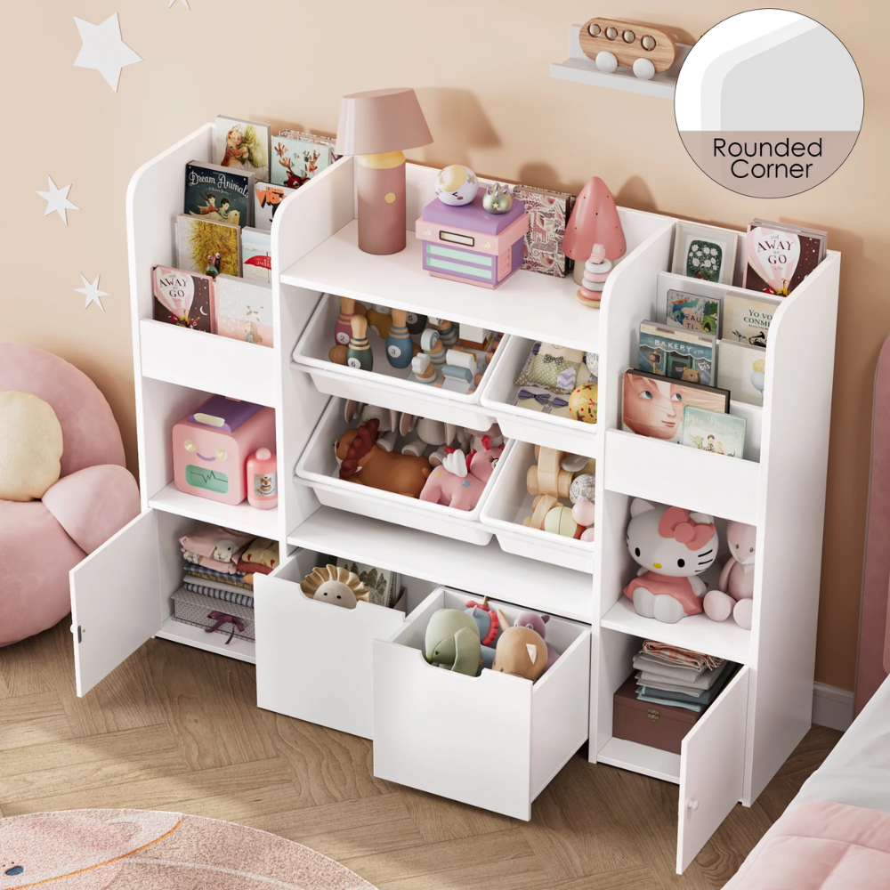 ESTANTE ORGANIZADOR LIBRERO JUGUETERO INFANTIL AMIR BLANCO TINA ROJO MUEBLES GAUDI - 4