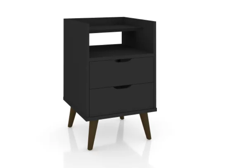 VELADOR CLINI 2 CAJONES NEGRO MUEBLES GAUDI - 1