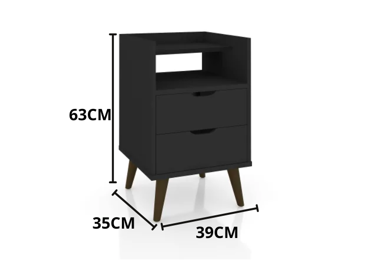 VELADOR CLINI 2 CAJONES NEGRO MUEBLES GAUDI - 5