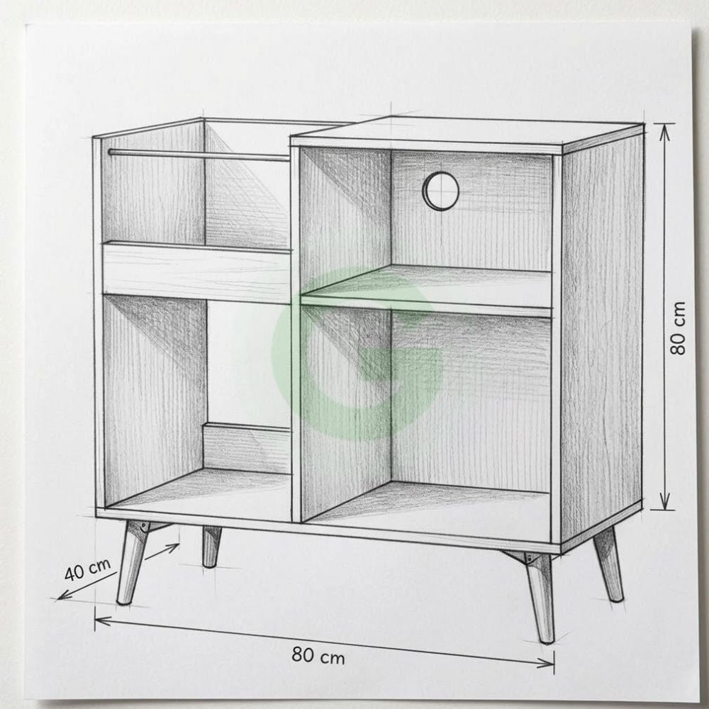 MUEBLE ESTANTE TOCADISCO PRAGA CARAMELO MUEBLES GAUDI - 2