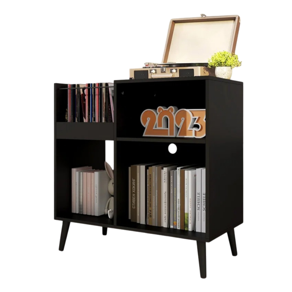 MUEBLE ESTANTE TOCADISCO PRAGA NEGRO MUEBLES GAUDI - 1