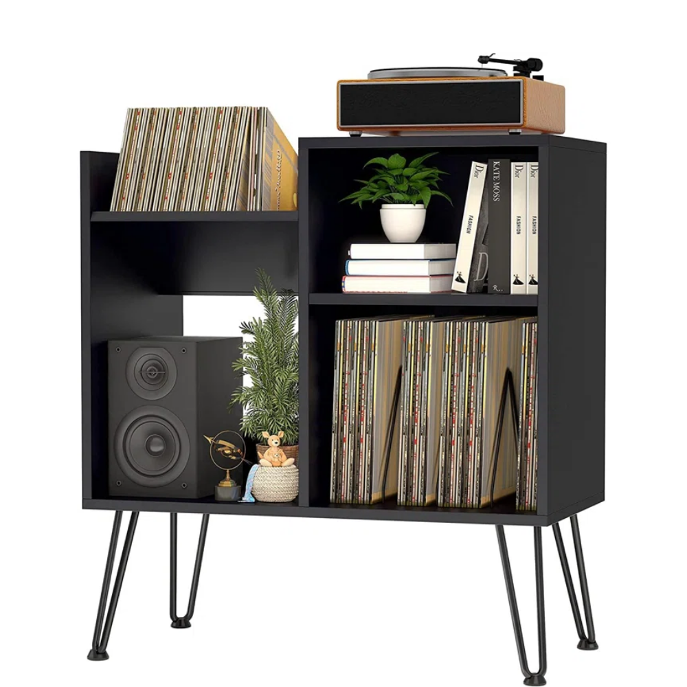 MUEBLE ESTANTE TOCADISCO RIGA NEGRO MUEBLES GAUDI - 1