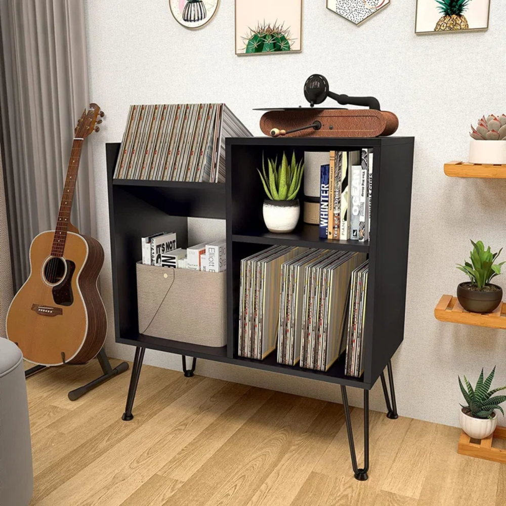 MUEBLE ESTANTE TOCADISCO RIGA NEGRO MUEBLES GAUDI - 2