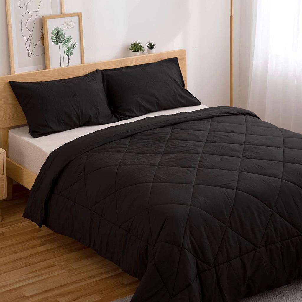 CUBRECAMA TEFI HOME MODERNO 1.5 PLAZAS ALGODÓN LISOS MONOCROMO 250 HILOS - 1
