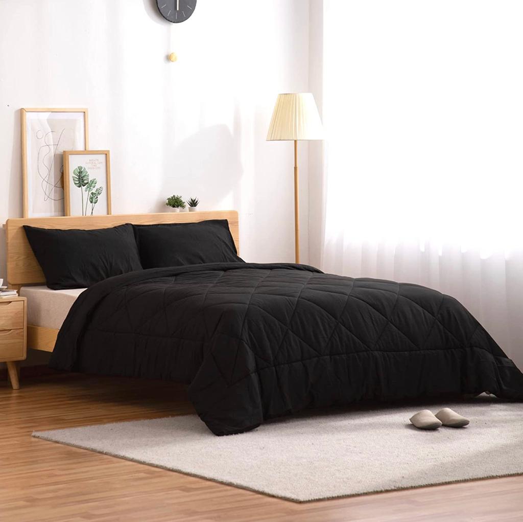 CUBRECAMA TEFI HOME MODERNO 1.5 PLAZAS ALGODÓN LISOS MONOCROMO 250 HILOS - 3
