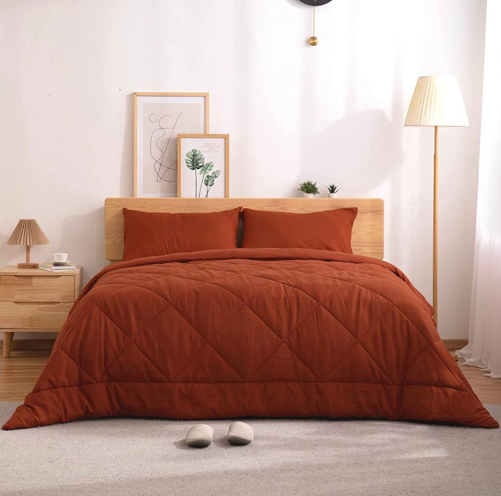 CUBRECAMA TEFI HOME MODERNO KING ALGODÓN LISOS MONOCROMO 250 HILOS - 2
