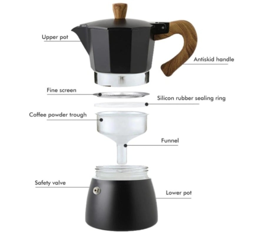 CAFETERA MOKA ITALIANA 6 TZAS NEGRO - 3