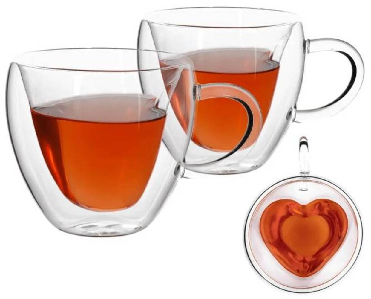 SET X2 TAZAS COFFEE POINT CORAZÓN 250ML DOBLE PARED - 1