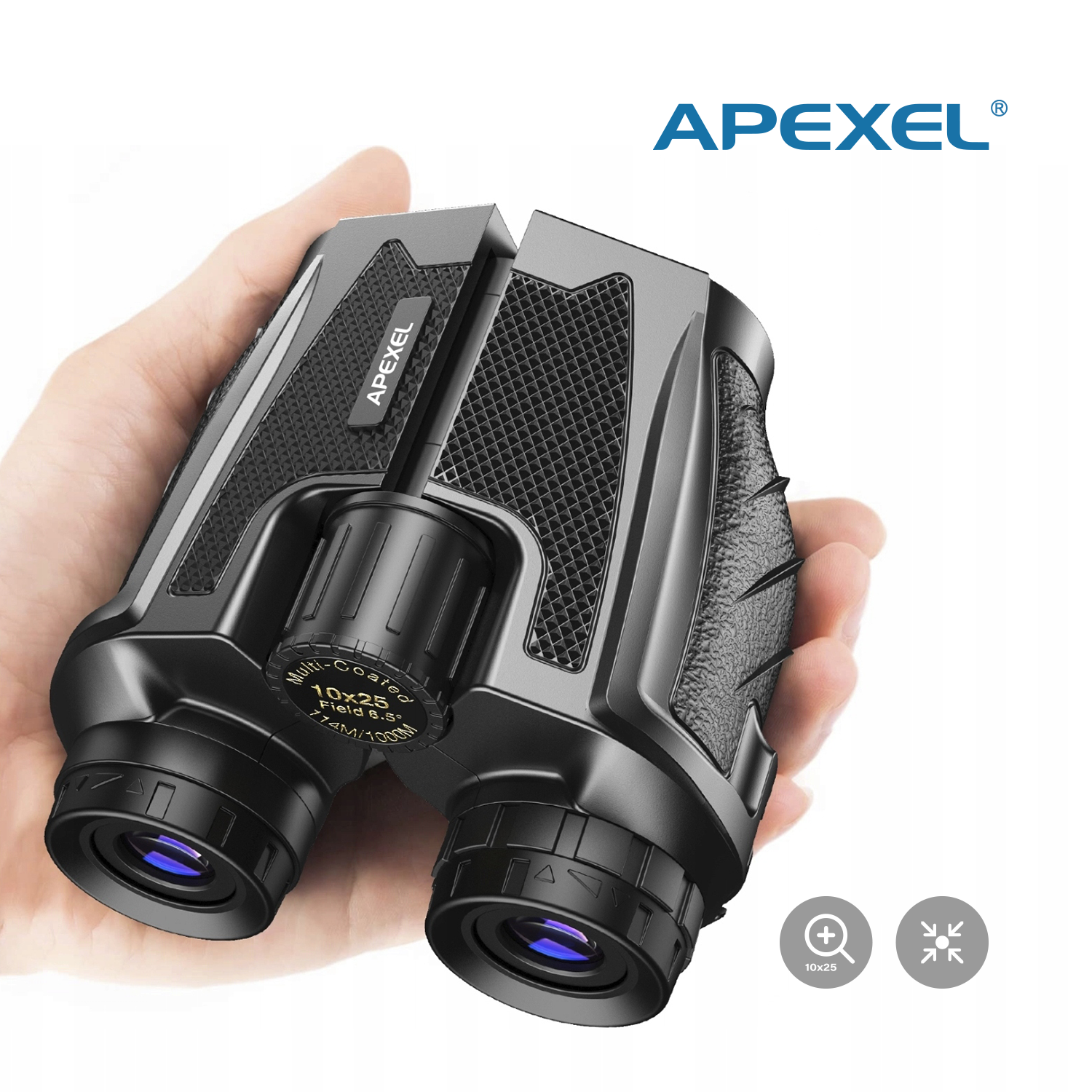 APEXEL BINOCULARES PROFESIONALES 10X25 PRISMA BAK4 114M/1000M - 1