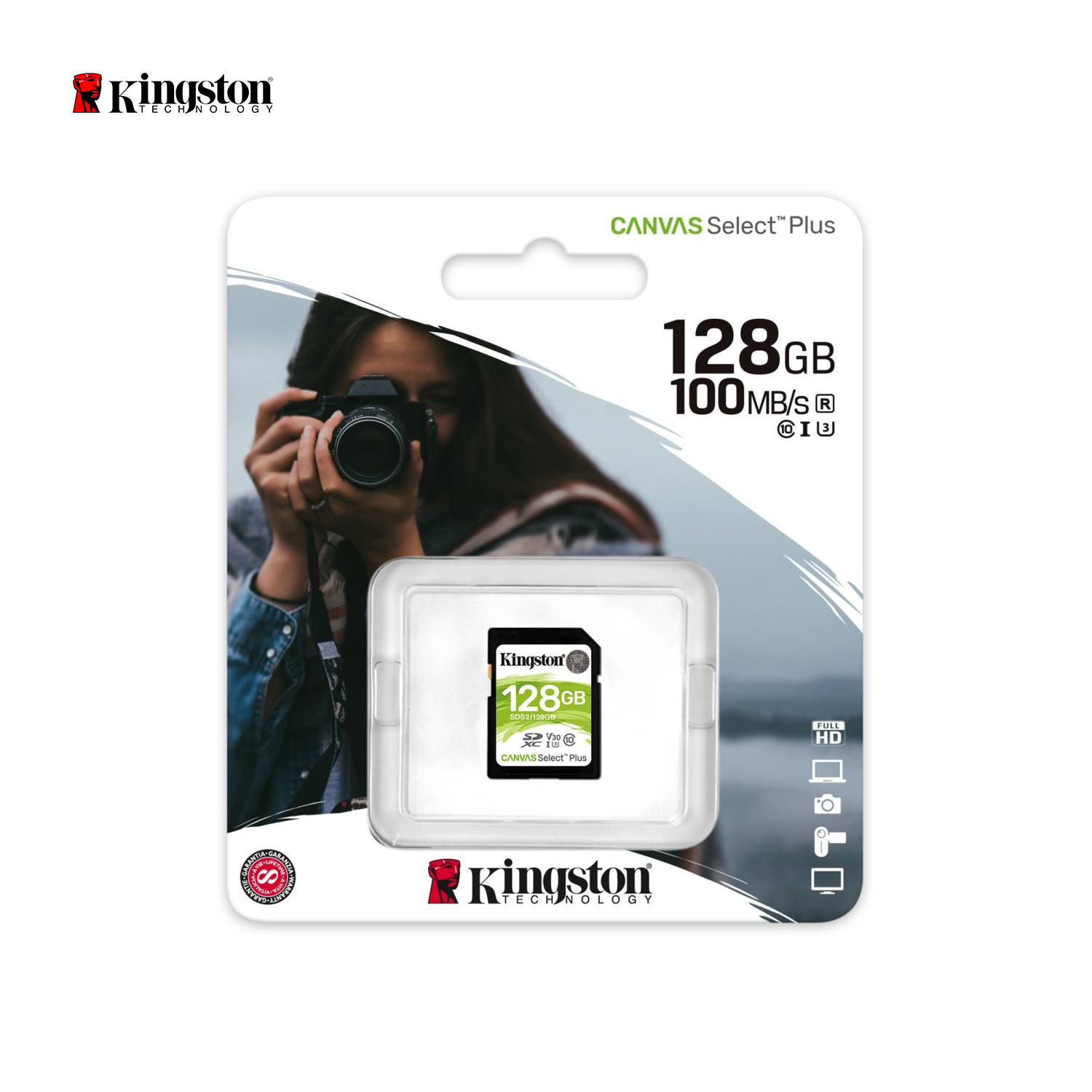 KINGSTON MEMORIA SD 128GB CANVAS SELECT 100MBS UHS-I NEGRO - 1
