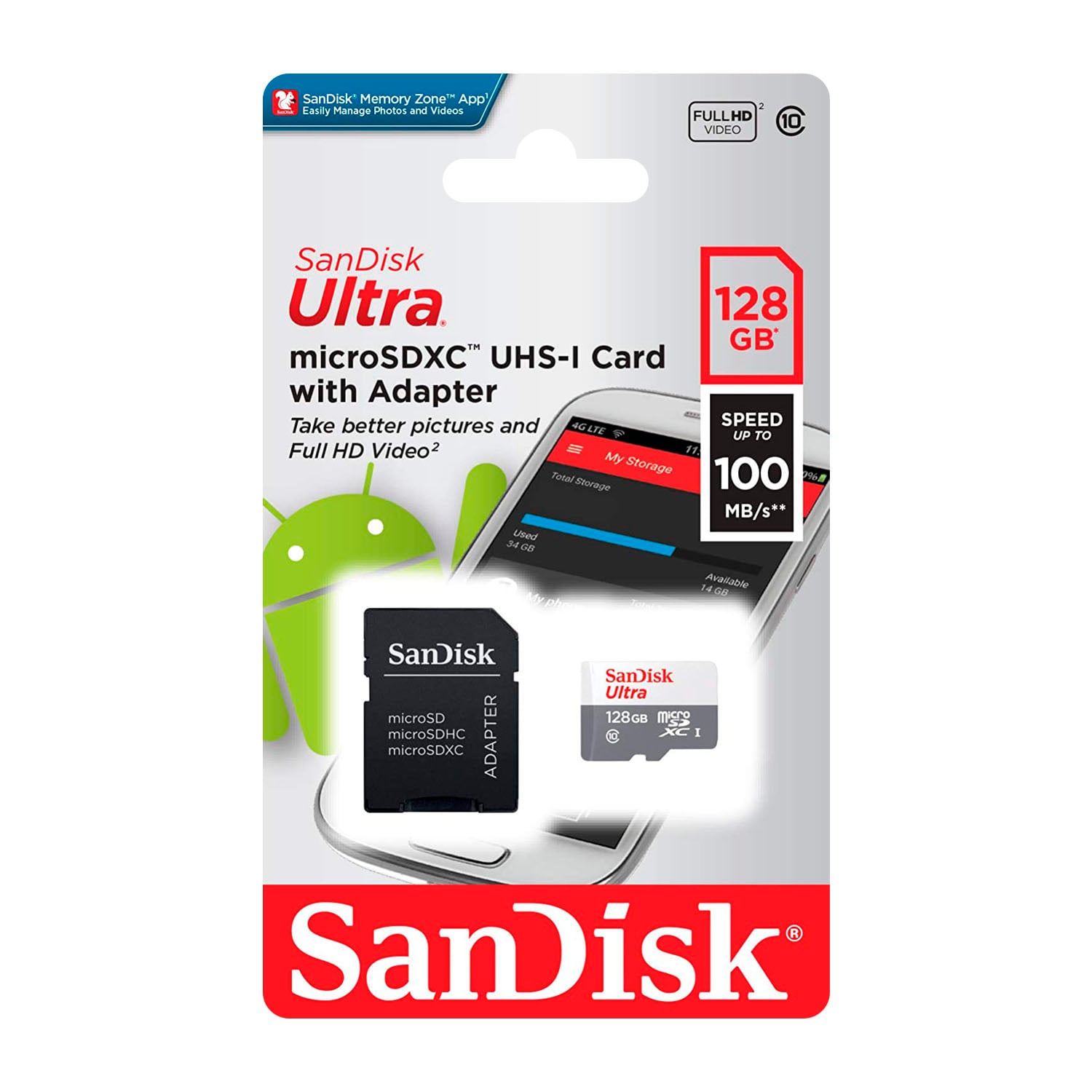 MEMORIA SANDISK MICROSD ULTRA 128GB C-10 C-ADAPTADOR 100MB/S - 1