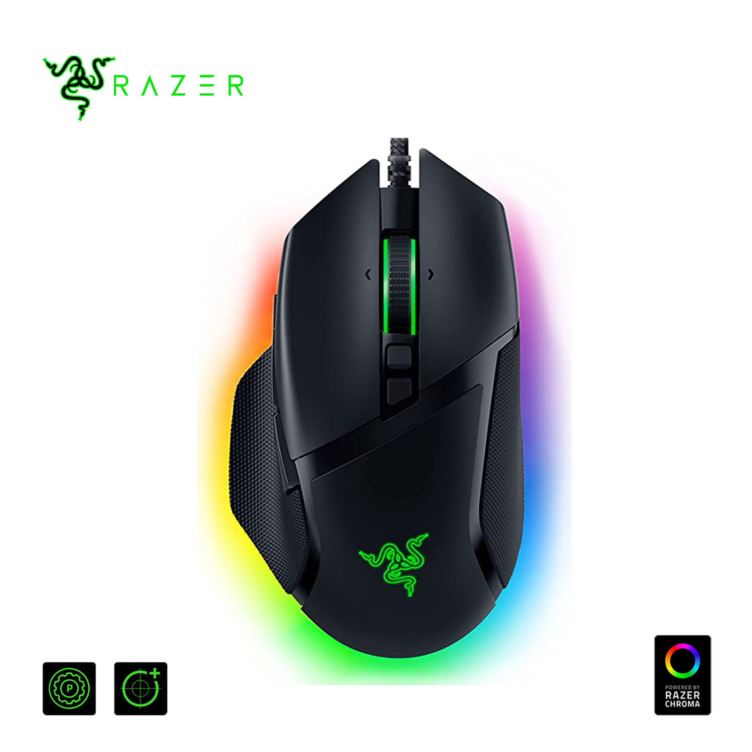 RAZER MOUSE BASILISK V3 26000 DPI 11 BOTONES USB RGB CHROMA - NEGRO - 1