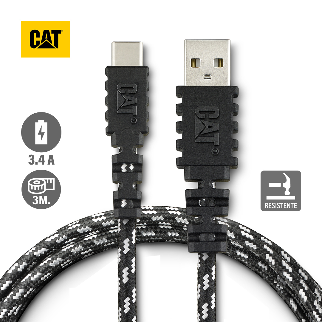 CABLE CARGADOR CAT RESISTENTE USB-C 3 METROS - 1