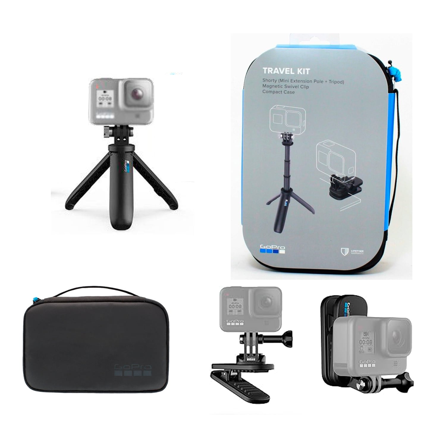 GOPRO KIT TRAVEL AKTTR-002 SHORTY/CLIP GIRATORIO/SOPORTE HEBILLA - 3