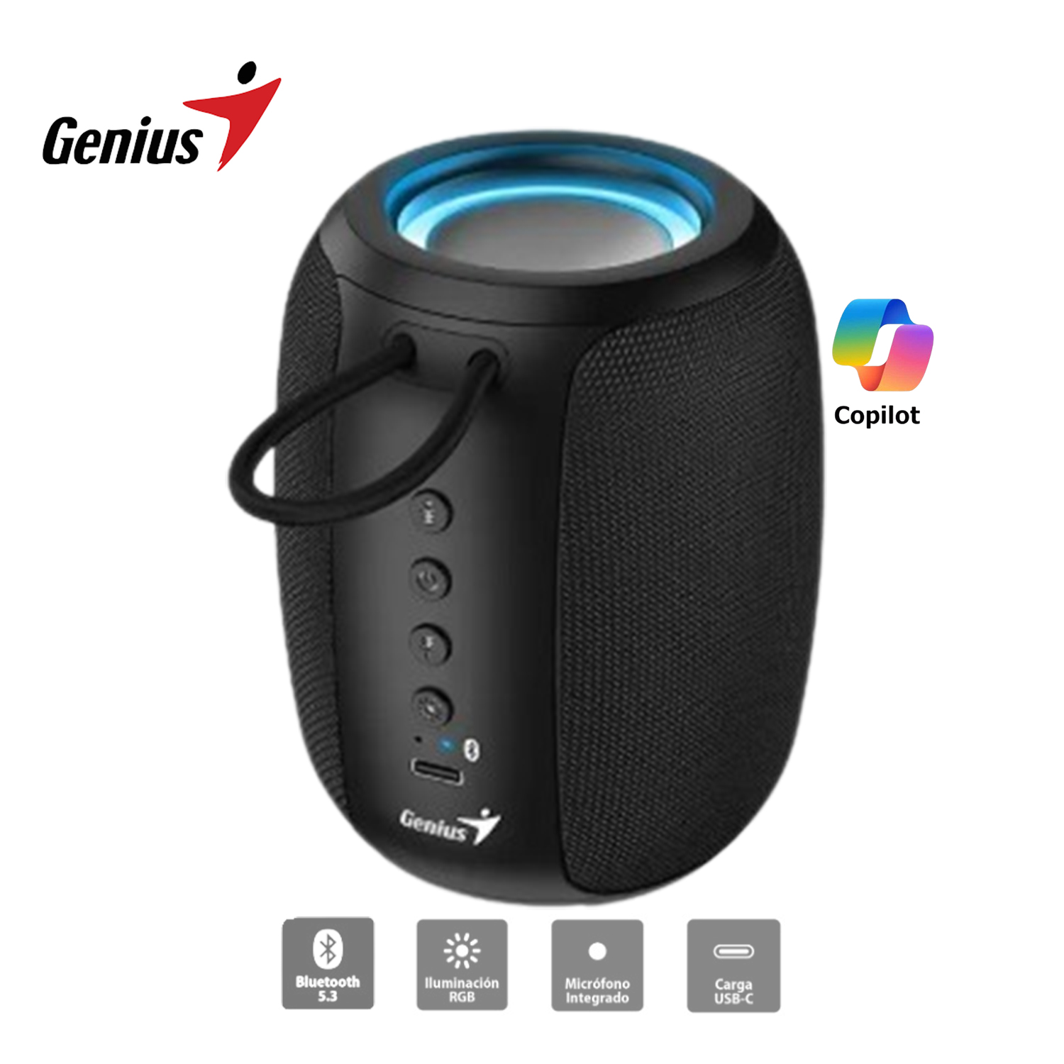 GENIUS PARLANTE SP-915BT BLUETOOTH 5.3 MICRO INTEGRADO RGB 5W RMS NEGRO - 1