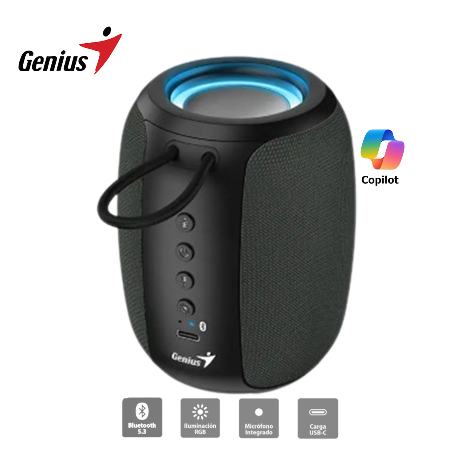 GENIUS PARLANTE SP-915BT BLUETOOTH 5.3 MICRO INTEGRADO RGB 5W RMS GRIS - 1