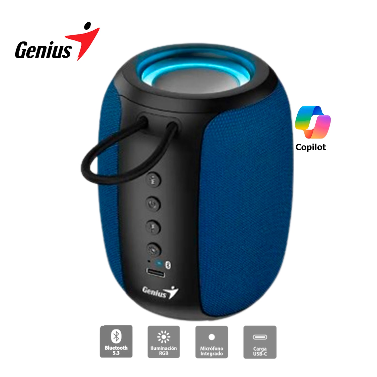 GENIUS PARLANTE SP-915BT BLUETOOTH 5.3 MICRO INTEGRADO RGB 5W RMS AZUL - 1