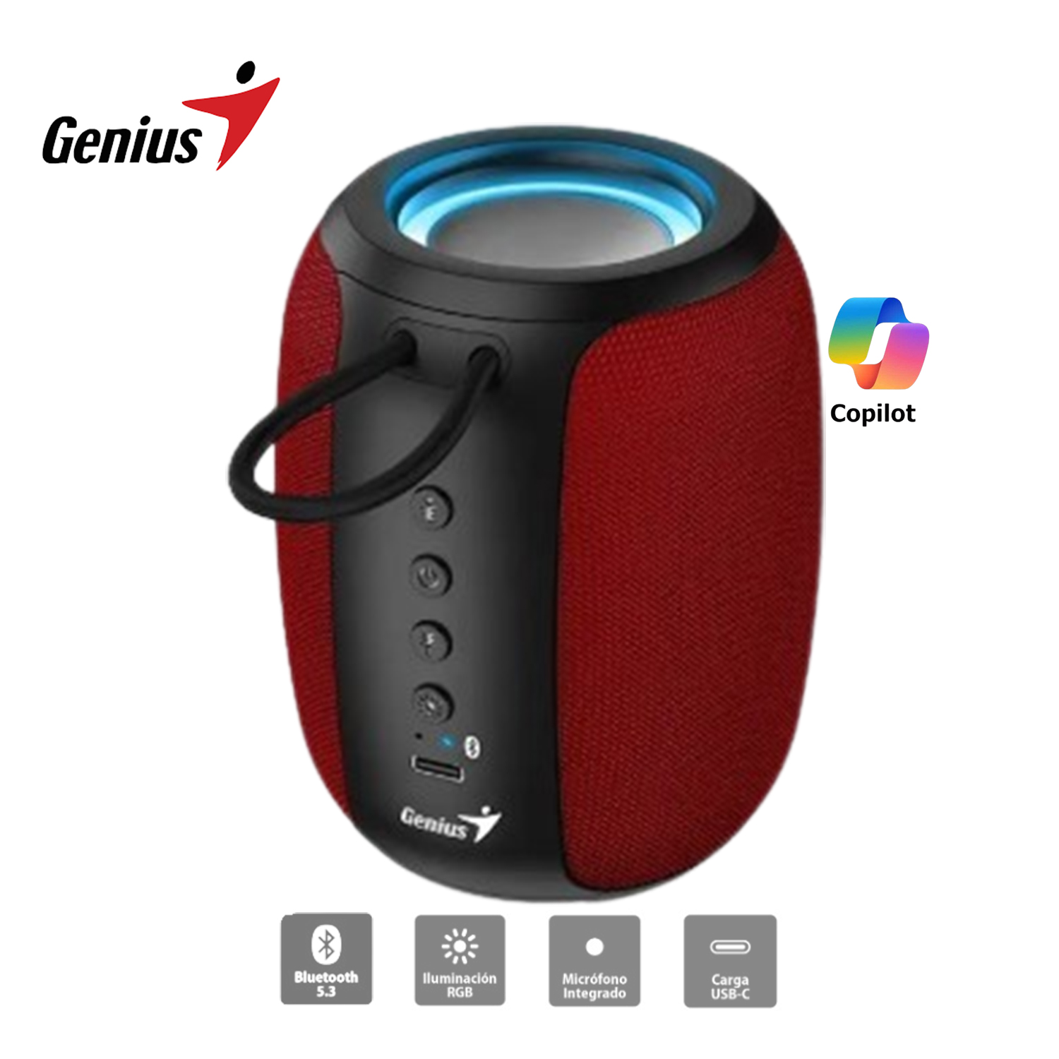 GENIUS PARLANTE SP-915BT BLUETOOTH 5.3 MICRO INTEGRADO RGB 5W RMS ROJO - 1