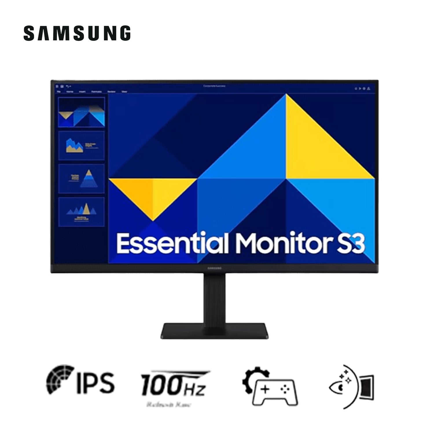 SAMSUNG MONITOR PLANO ESSENTIAL S3 DE 24 PULGADAS IPS FHD 1920 X 1080 NEGRO - 1