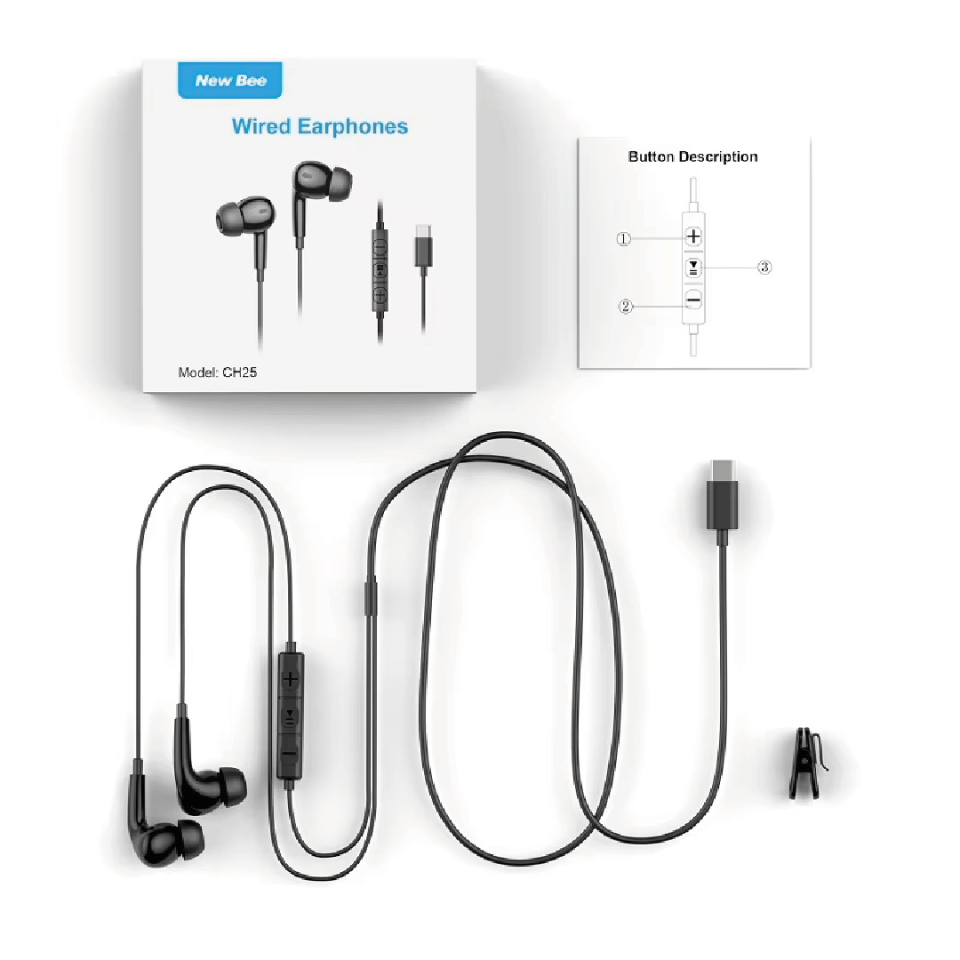 AUDÍFONOS NB-A01 CON CABLE TIPOC PARA MÓVIL Y TABLET - NEGRO - 4