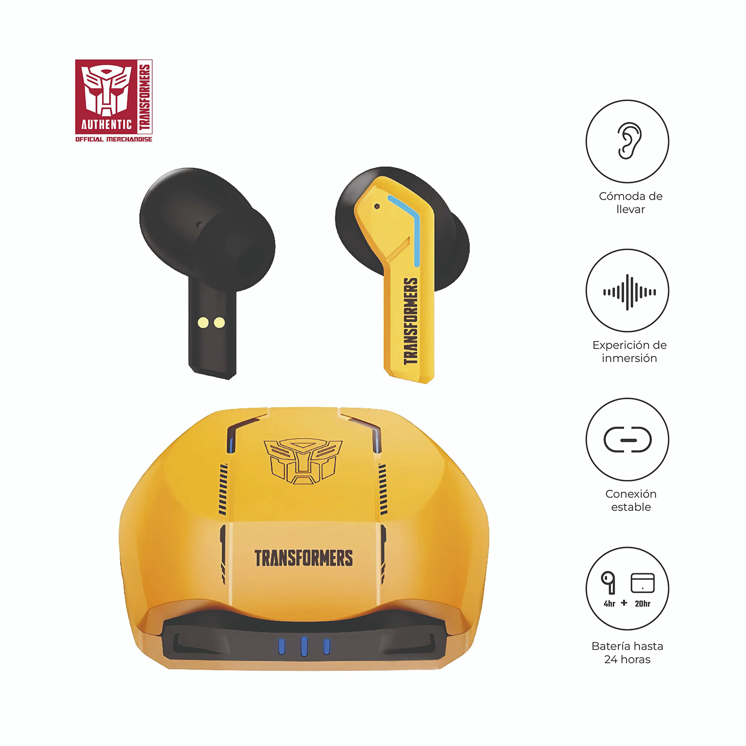 TRANSFORMERS AUDÍFONOS BLUETOOTH TWS BUMBLEBEE TF- T06 24HRS AMARILLO - 1