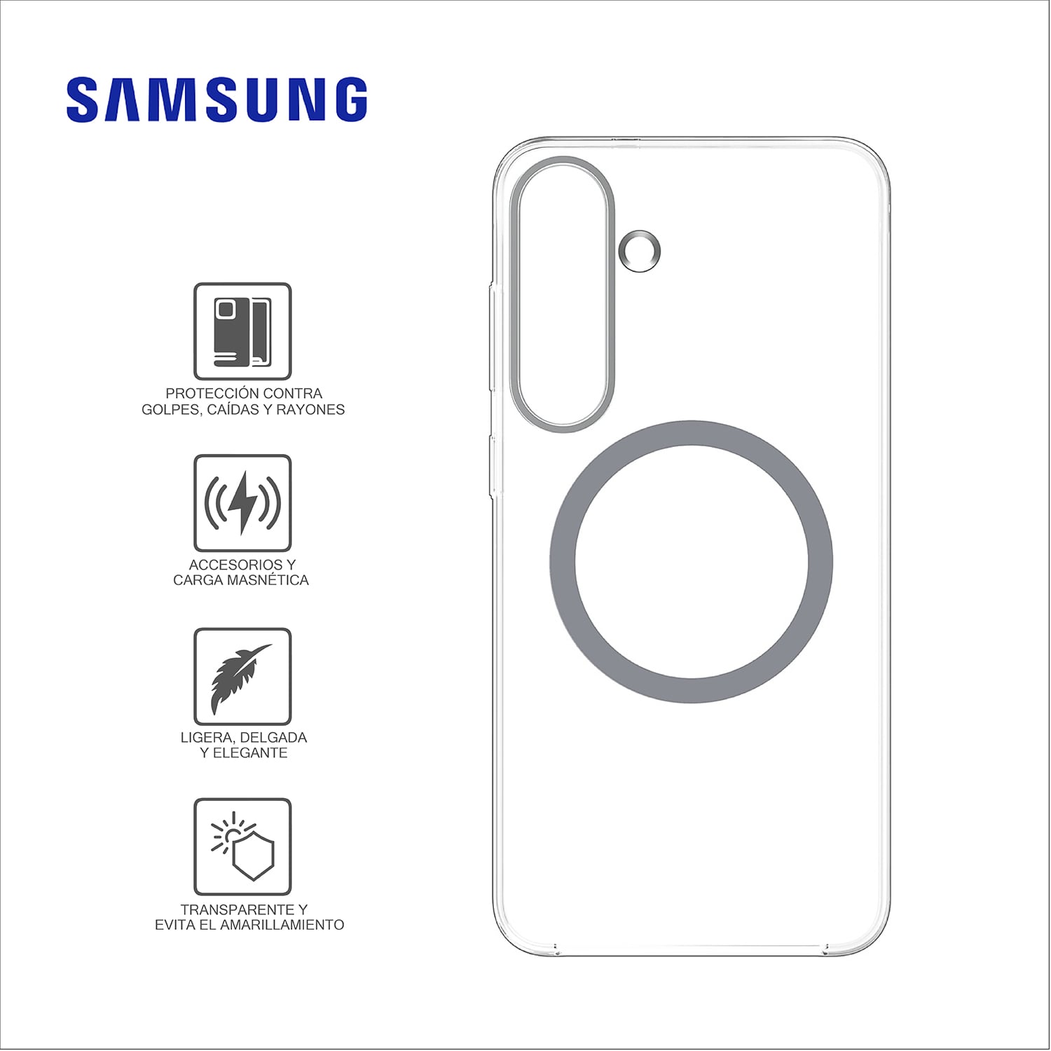 SAMSUNG CASE CLEAR MAGNET GP-FFS936YCATW PARA EL GALAXY S25 PLUS TRANSPARENTE - 1
