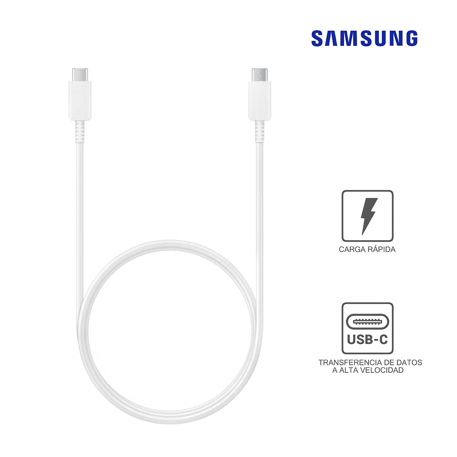 SAMSUNG CABLE DE CARGA USB-C A USB-C 5A 1M MAX 100W  BLANCO EP-DN975 - 1
