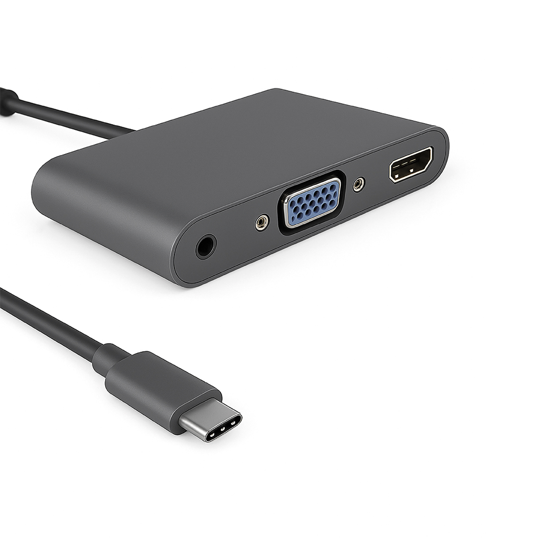 ADAPTADOR TIPO C A HDMI / VGA + AUDIO 3.5MM SM-C7842 GRIS - 3