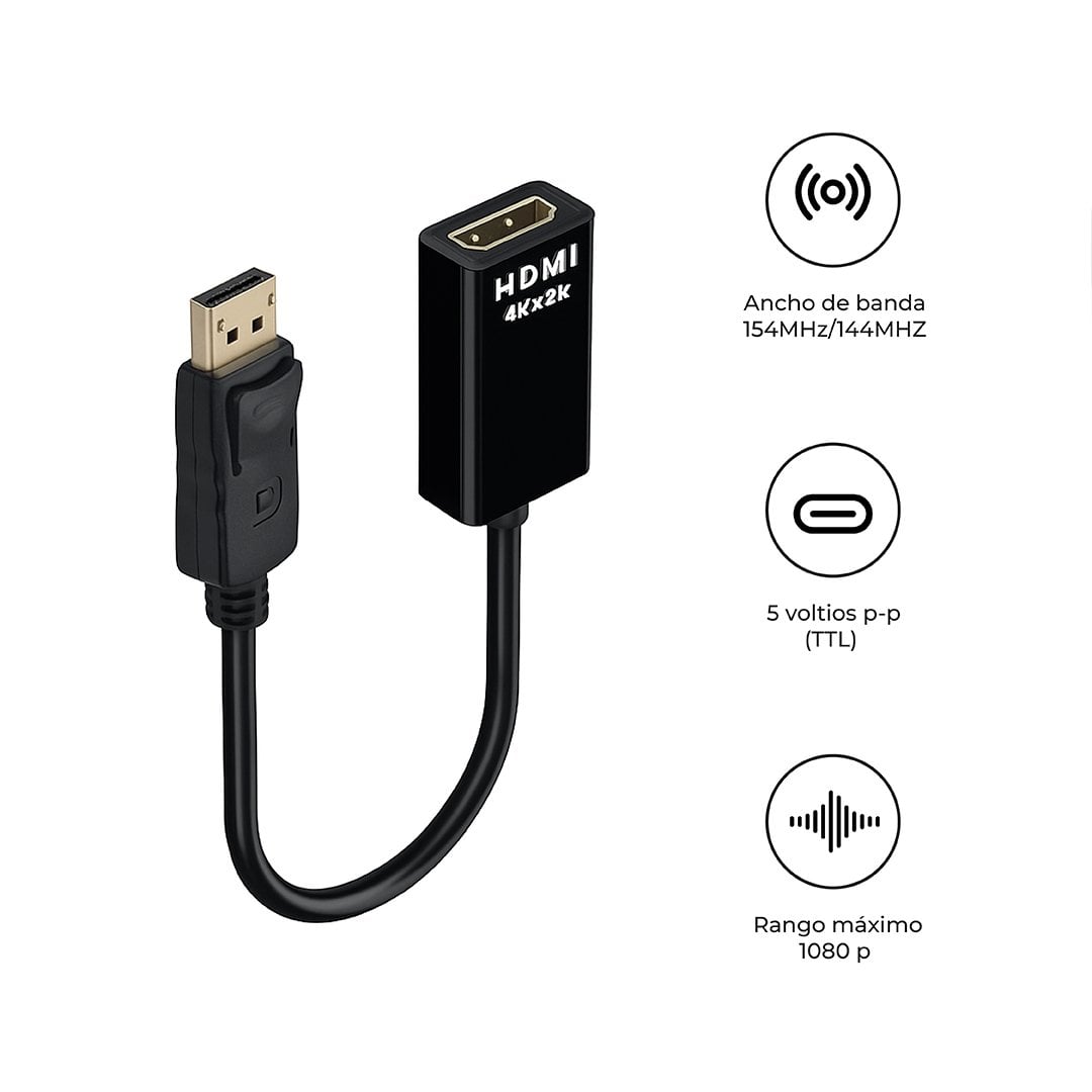 CABLE ADAPTADOR DISPLAYPORT DP A HDMI HEMBRA NEGRO - SM-C7824 - 1