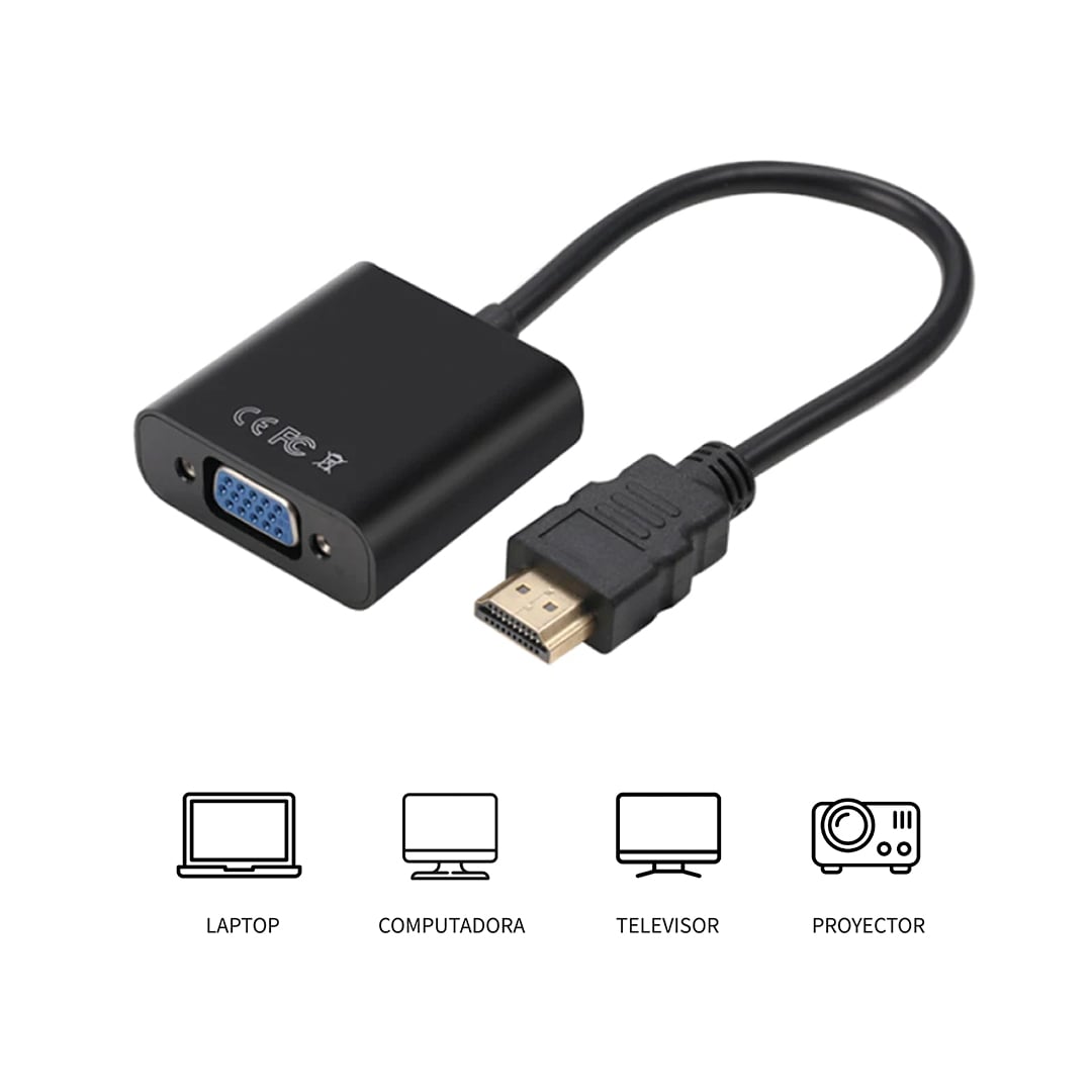 ADAPTADOR HDMI A VGA NEGRO - HDMI-TO-VGA - 1