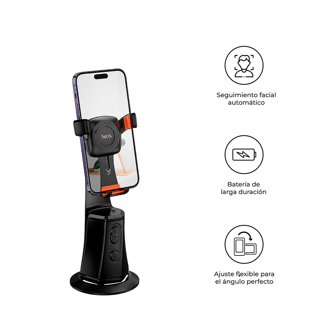 SOPORTE CELULAR GIMBAL S1 CON SEGUIMIENTO FACIAL AUTOMATICO GIRO 360° LED-HX1504 - 1