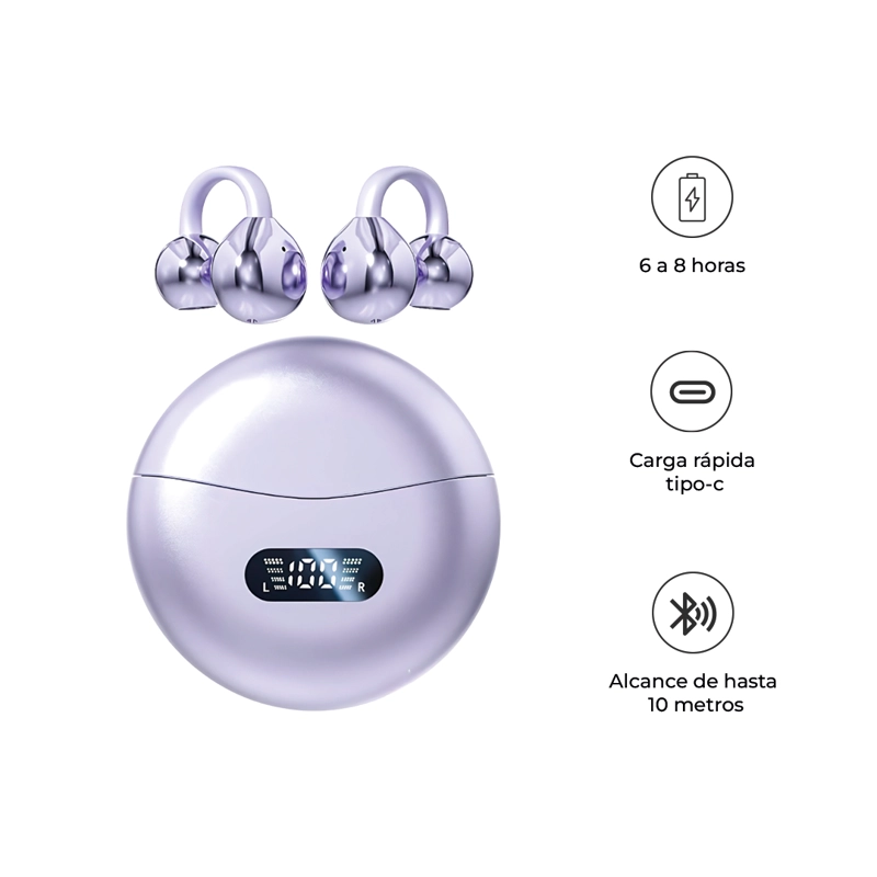 ST AUDÍFONOS BLUETOOTH M79 TWS CANCELACIÓN RUIDO MICRÓFONO LILA - 4
