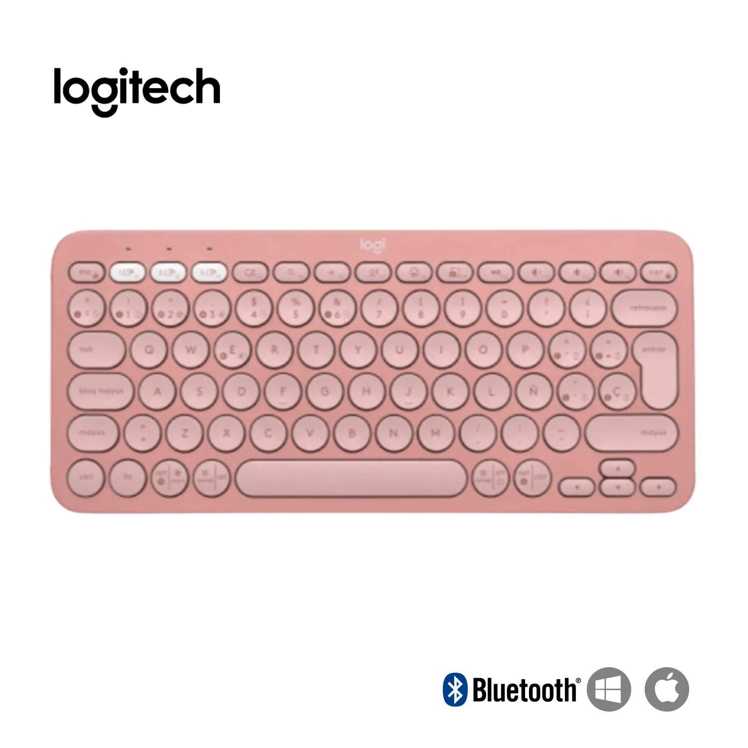 LOGITECH TECLADO BLUETOOTH MULTI. PEBBLE KEYS 2 K380S ROSADO - 1
