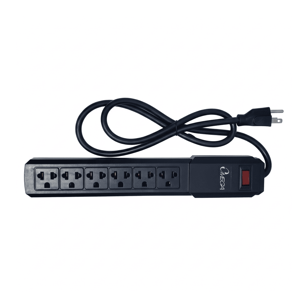 OMEGA SUPRESOR DE PICOS 491124BK 6 TOMAS 1.2M 2500W 220V - 2
