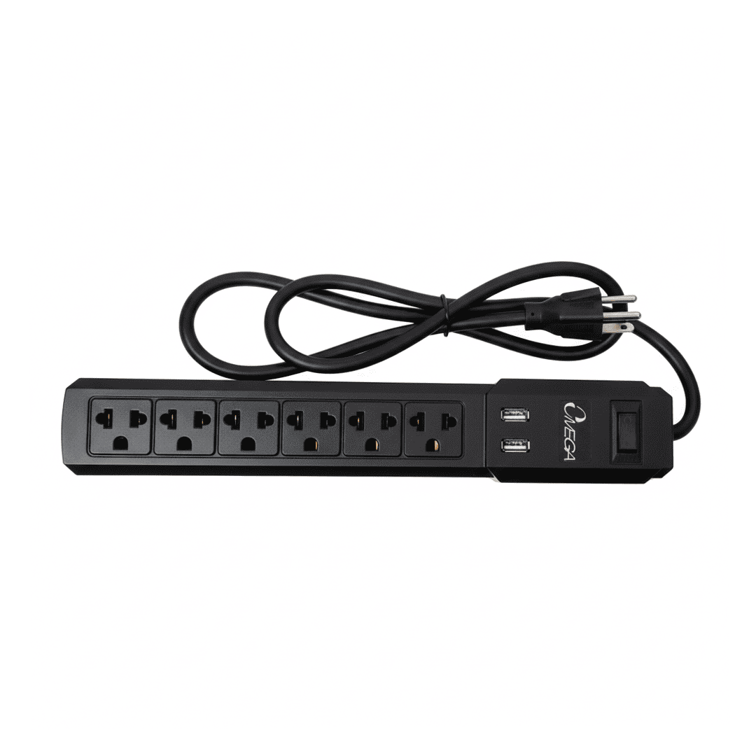 OMEGA SUPRESOR DE PICOS 491144BK 6 TOMAS 2 USB PROTECTOR - 2