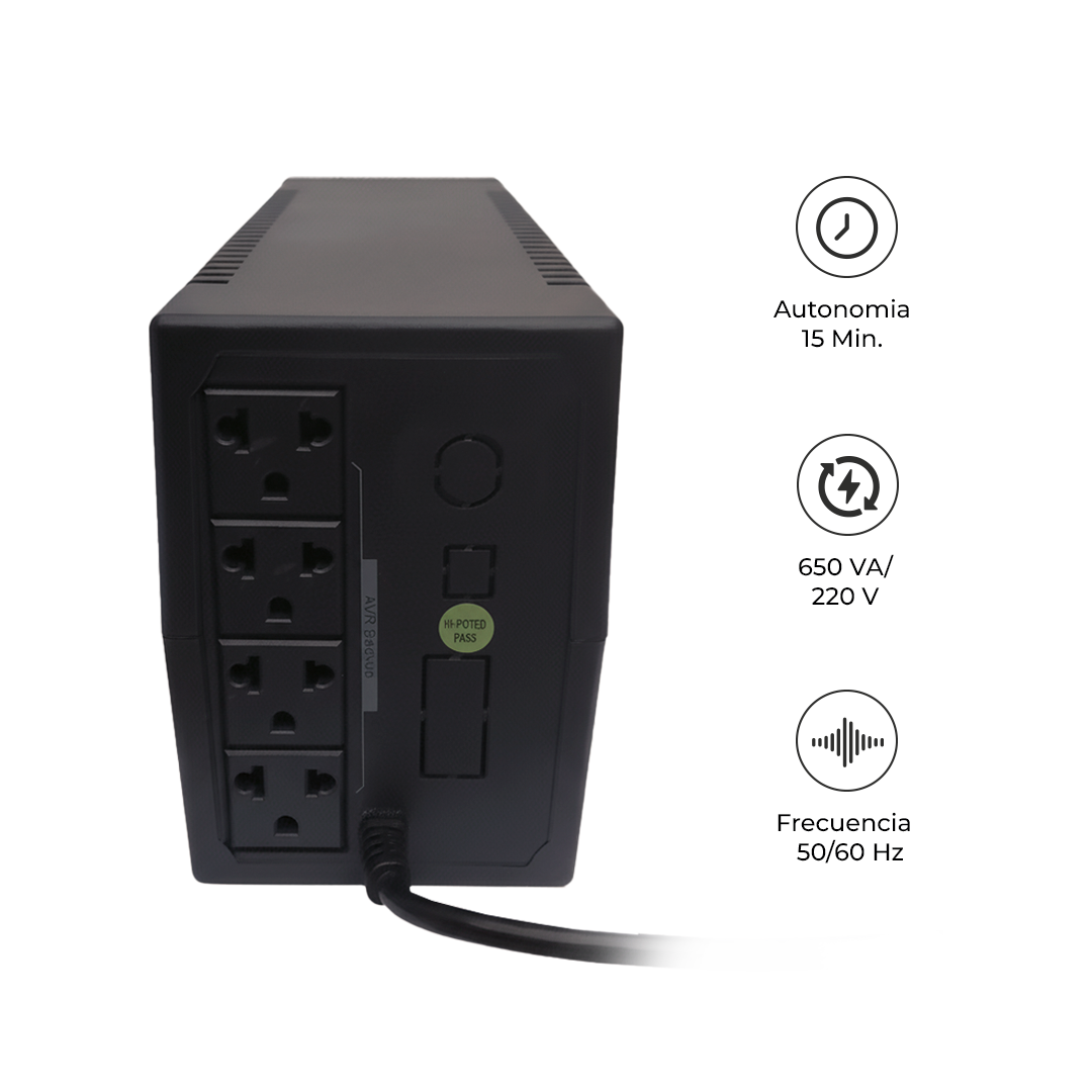 OMEGA UPS 461852 6 SALIDAS 220V/850VA 15 MIN AUTONOMÍA - 3