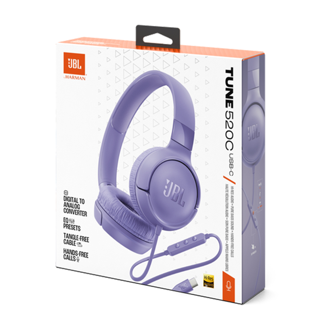 JBL AUDÍFONO TUNE 520C USB-C ON-EAR PURE BASS PURPURA - 8