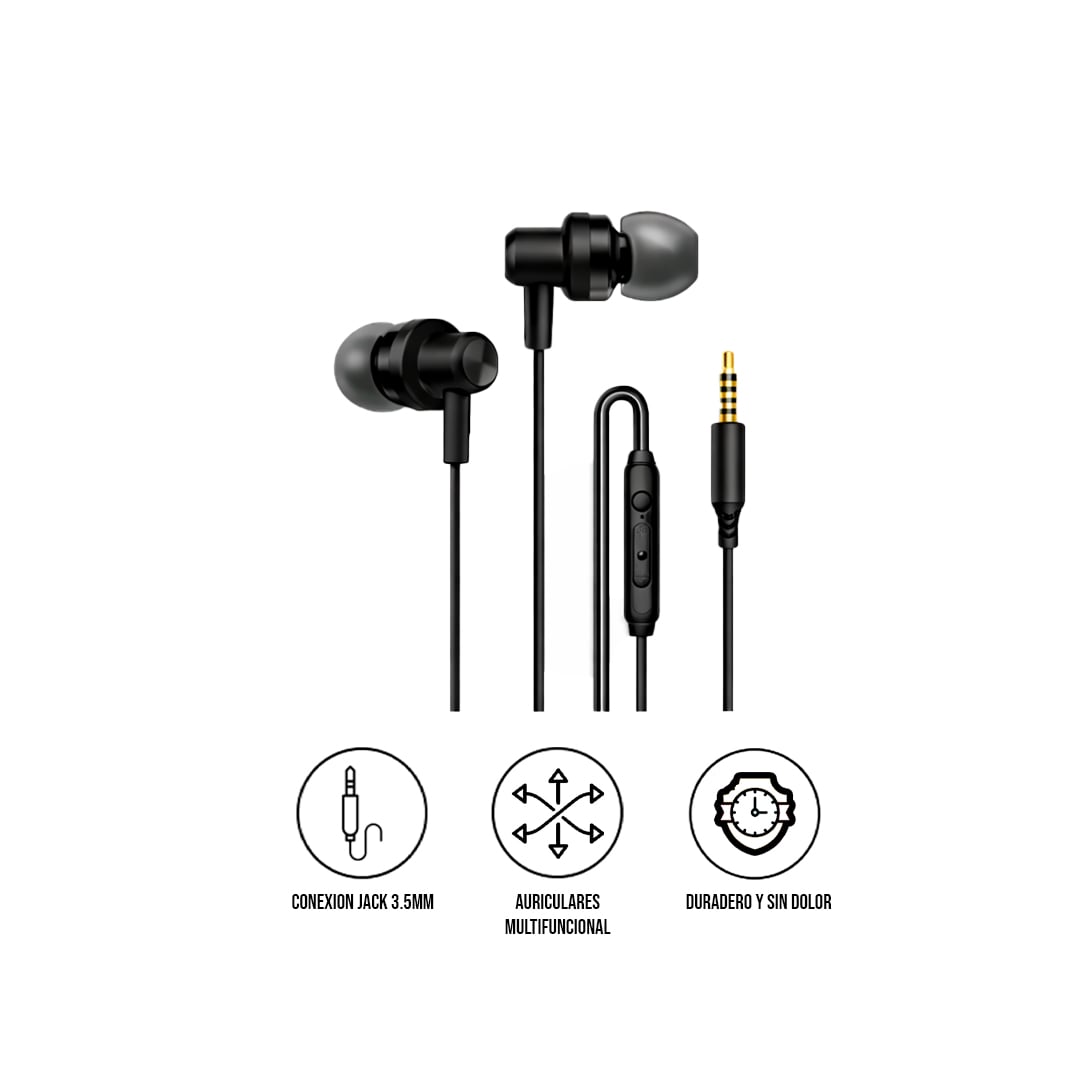 AUDÍFONOS NPHE-06 JACK 3.5MM STEREO NEGRO - 1