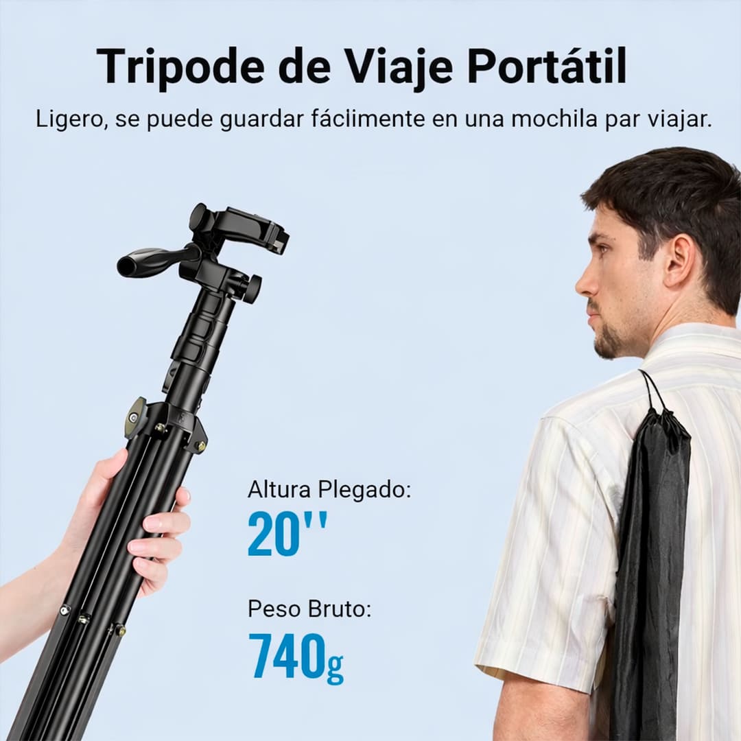 PALO SELFIE + TRÍPODE 2 EN 1 EXTENSIBLE 70” ROTACIÓN 360° - 3