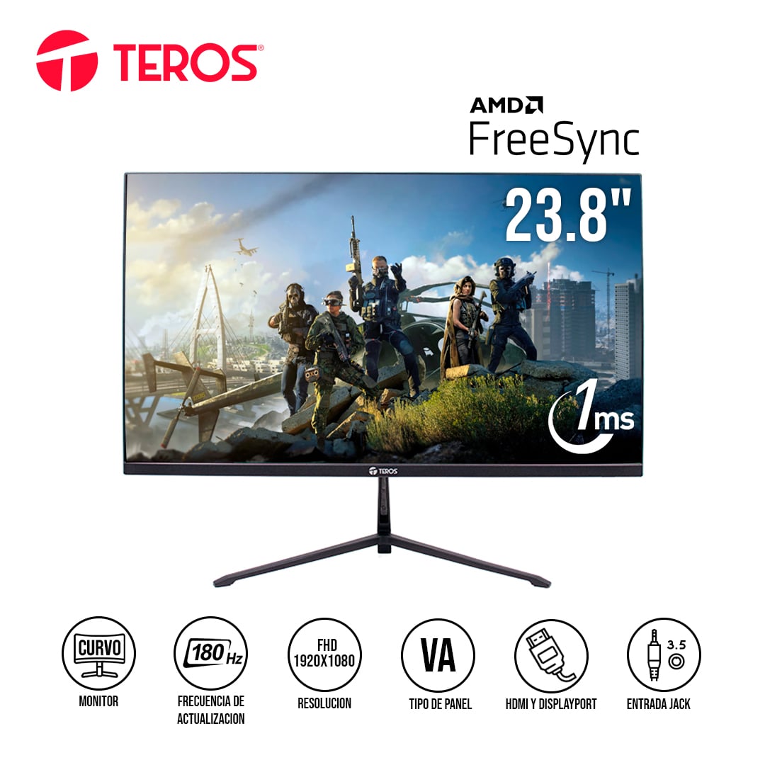 TEROS TE-2476G MONITOR CURVO GAMING 23.8' FHD 180HZ 1MS - 2