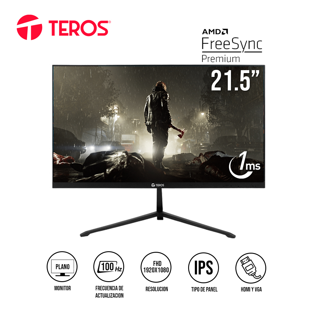 TEROS TE-2128S MONITOR PLANO 21.5' FHD IPS 100HZ 1MS HDMI VGA NEGRO - 2
